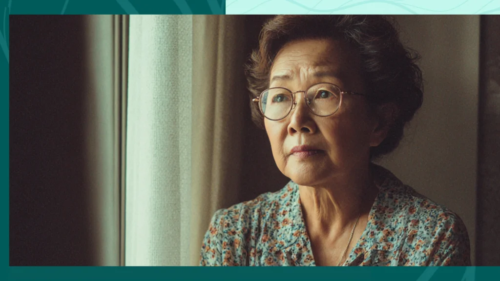 Elderly woman looking thoughtful by a window, symbolizing World Alzheimer’s Day and the connection between autoimmune disease, inflammation, and brain health