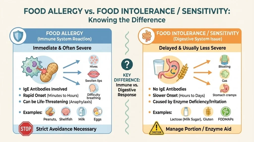 Comparison of food allergies and food sensitivities