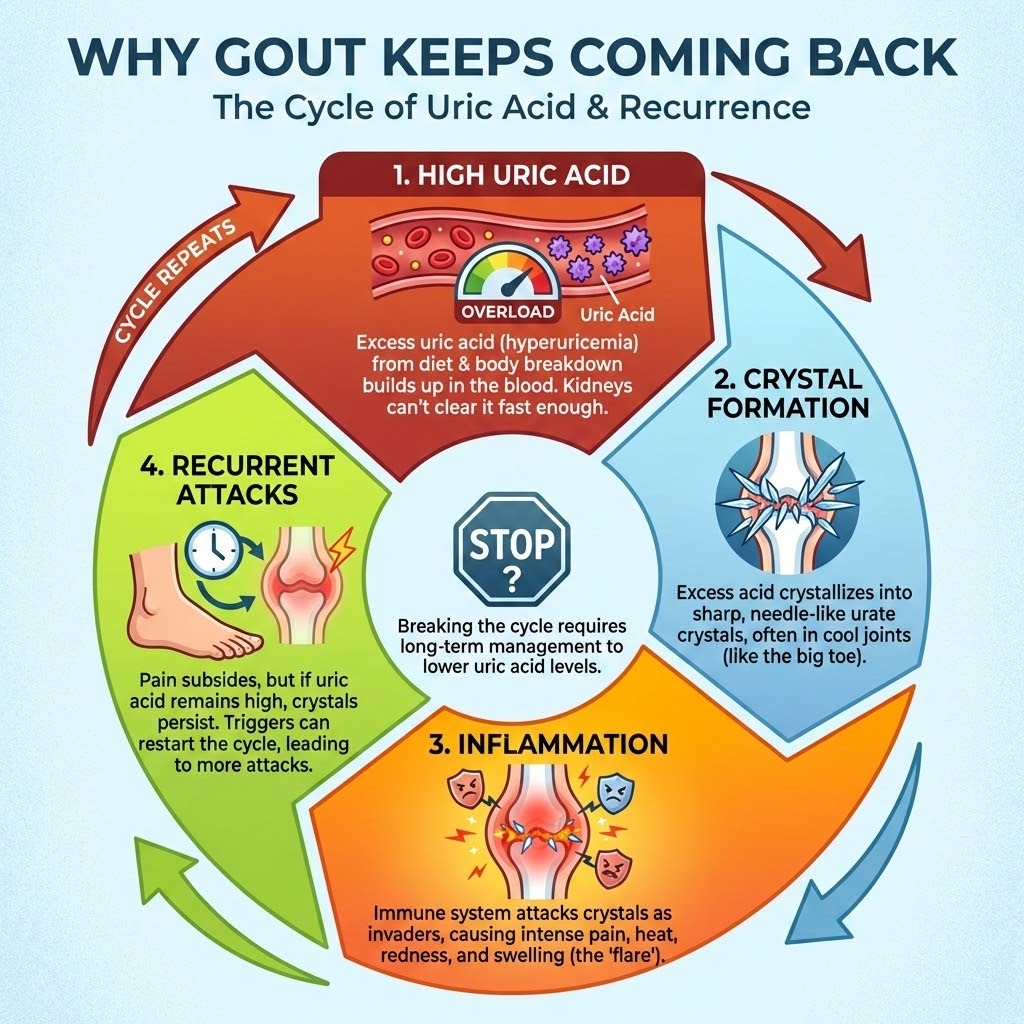 Reasons why gout attacks keep coming back