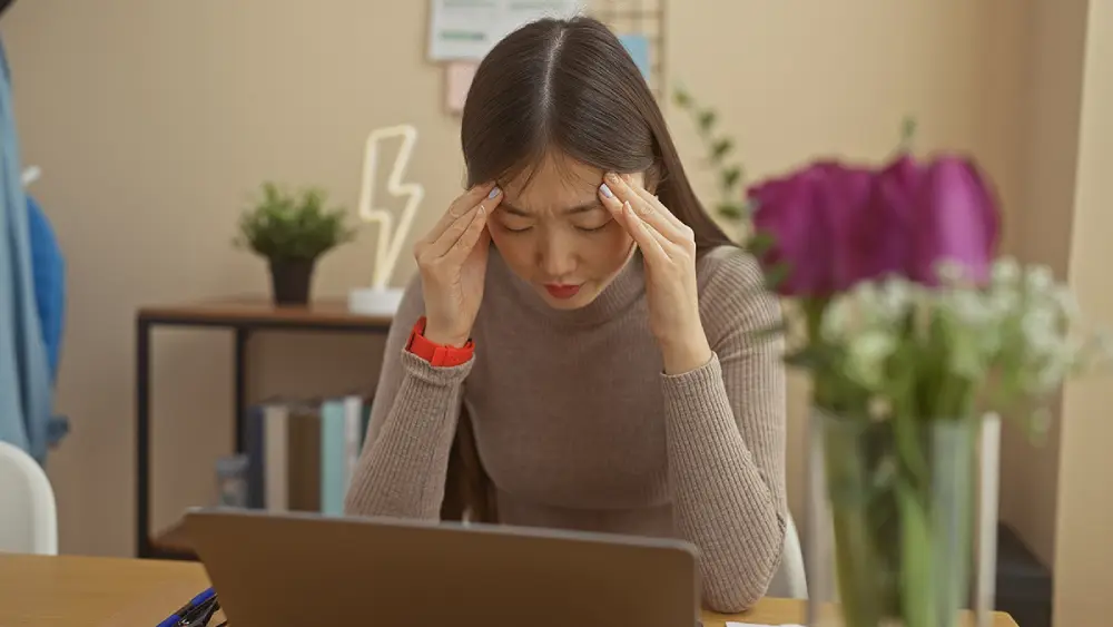 A woman experiencing fatigue from an autoimmune disease.