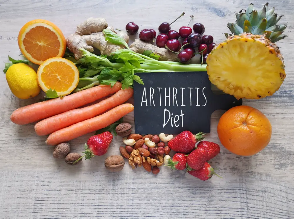 Picture depicting food products good for arthritis patients