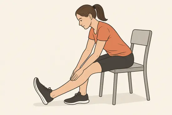 Seated hamstring stretch to ease tight thigh muscles and support knee health.