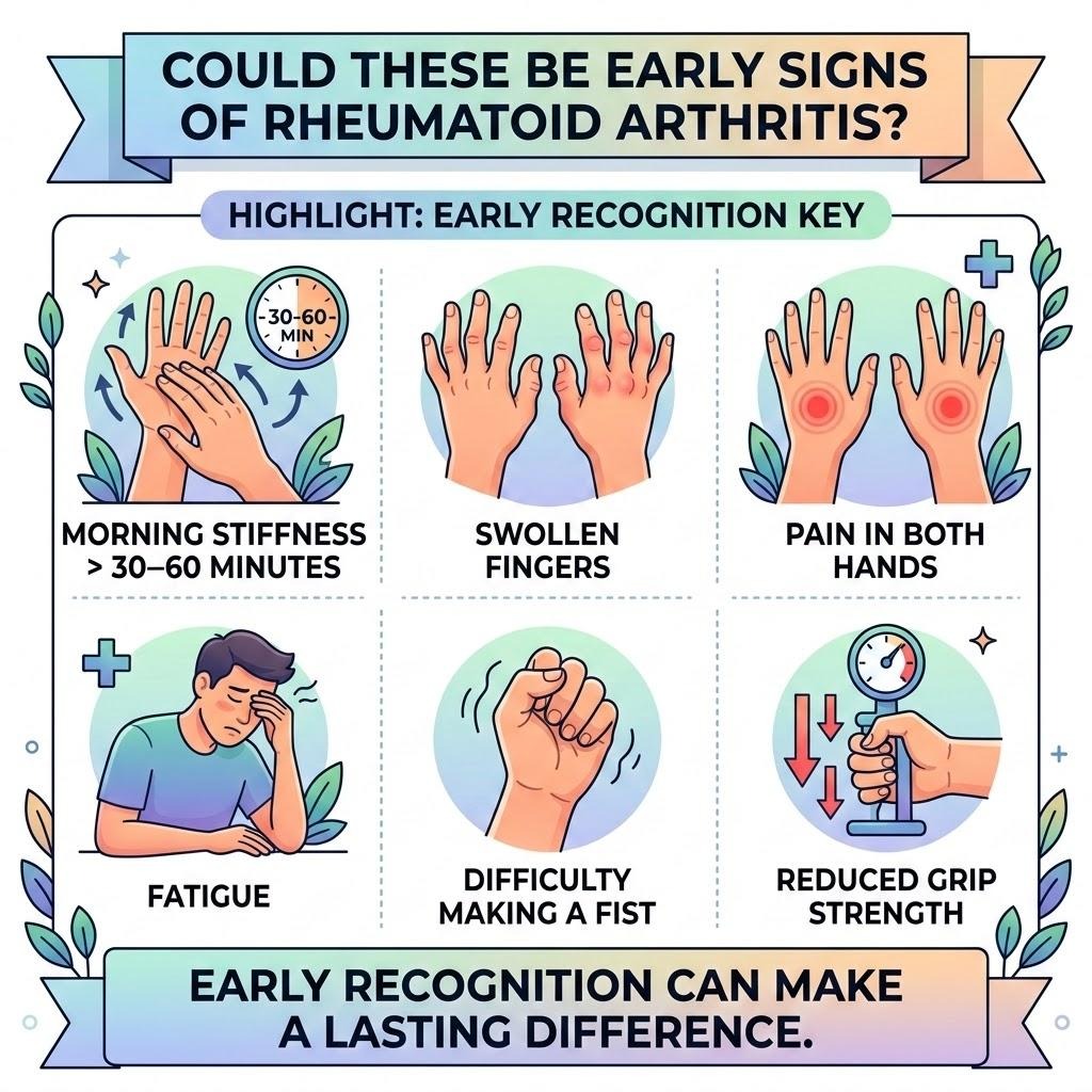 Infographic explaining the early signs of rheumatoid arthritis